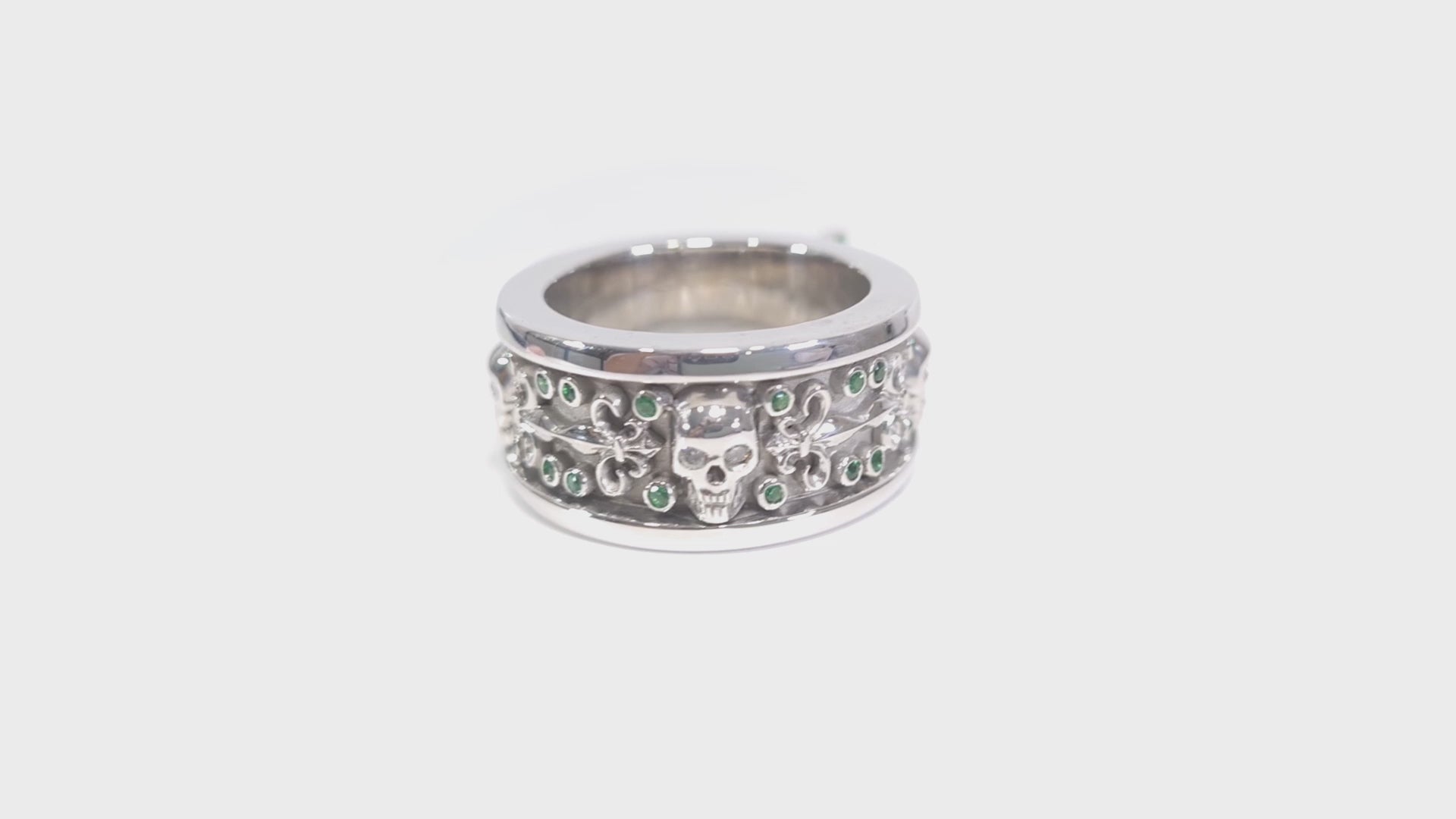 Emerald Skull Promise Rings His Her Matching Skull Rings Silver