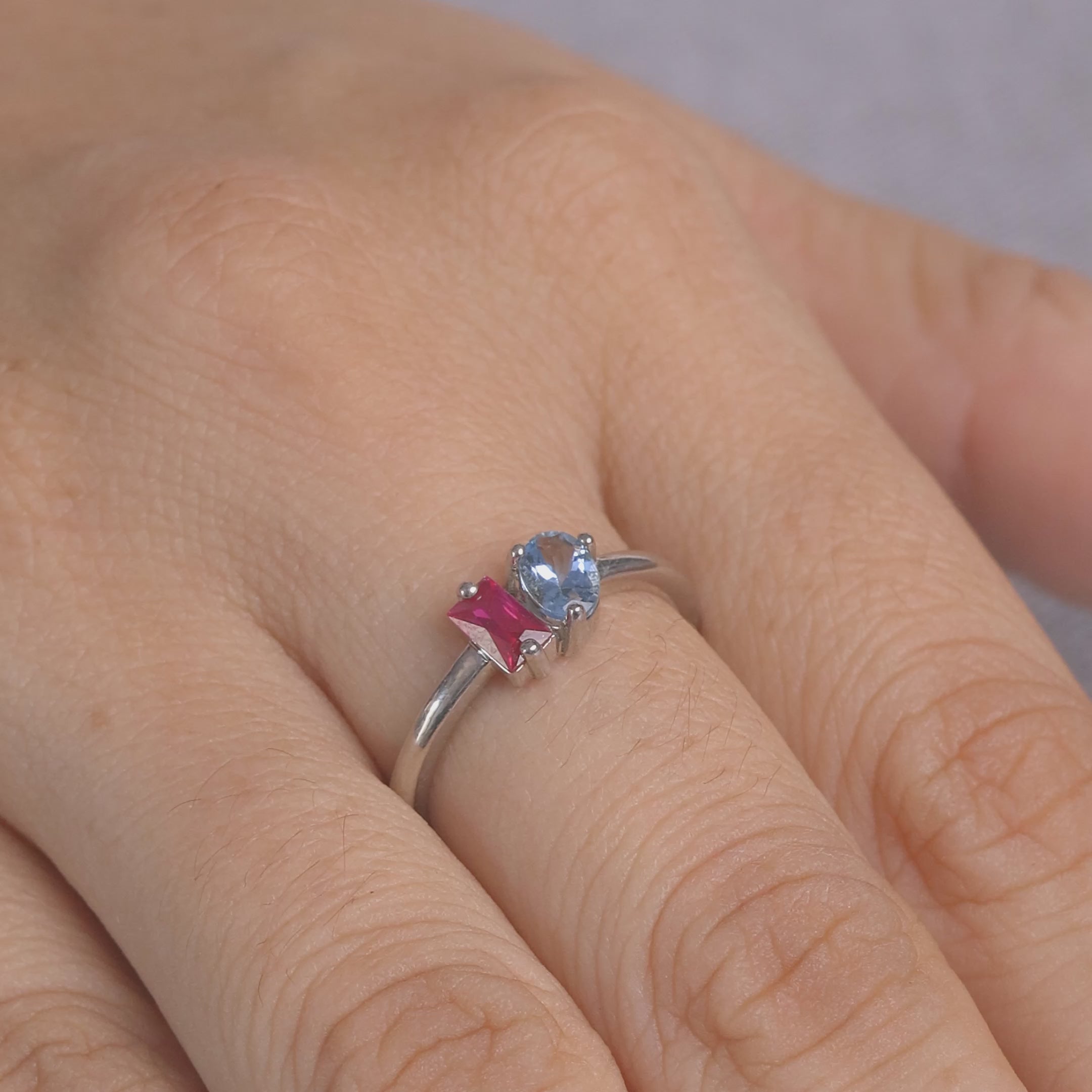 Toi et Moi Birthstone Ring You and Me Promise Engagement Ring