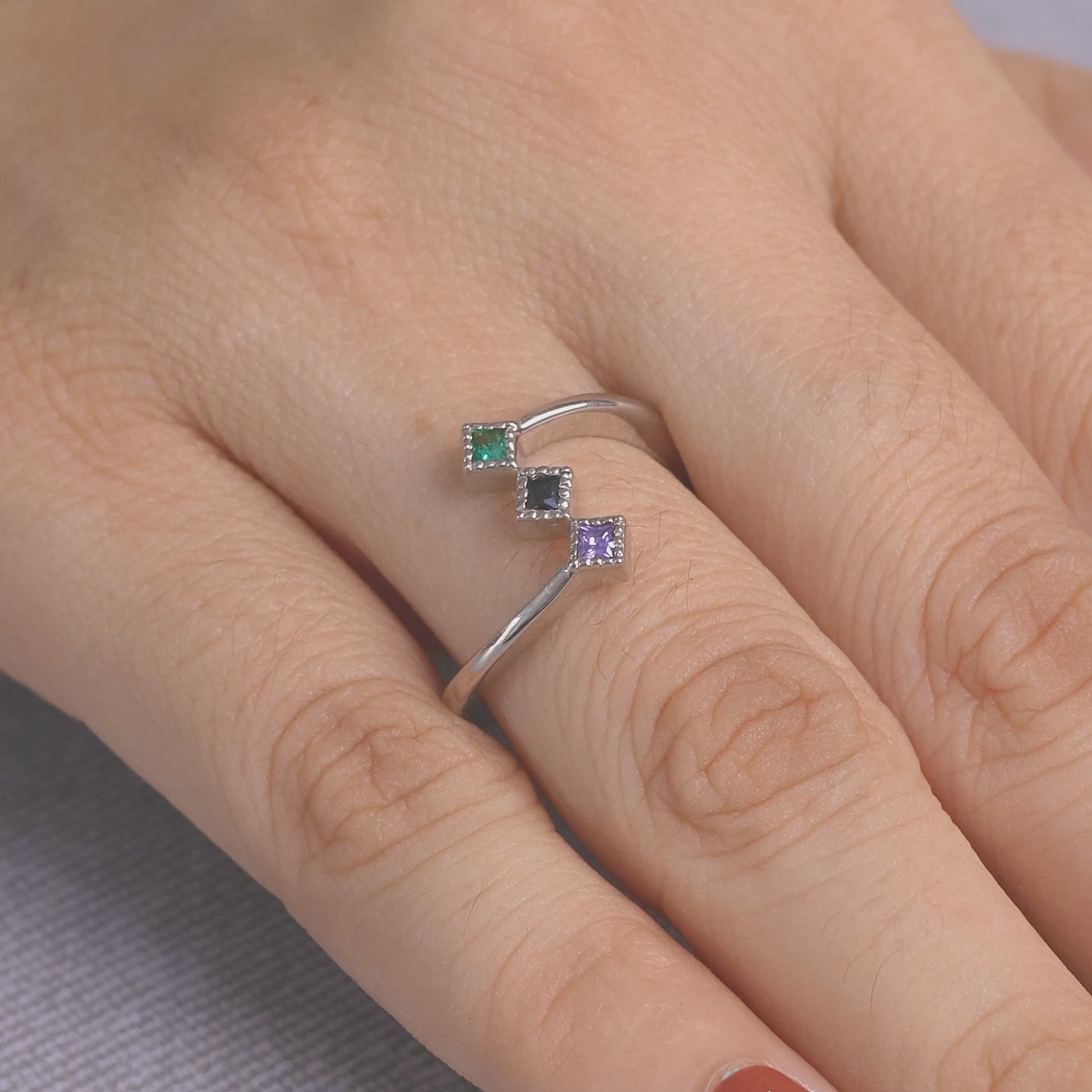 Mothers Ring With Birthstones 3 Stone Mothers Day Gift Jewelry