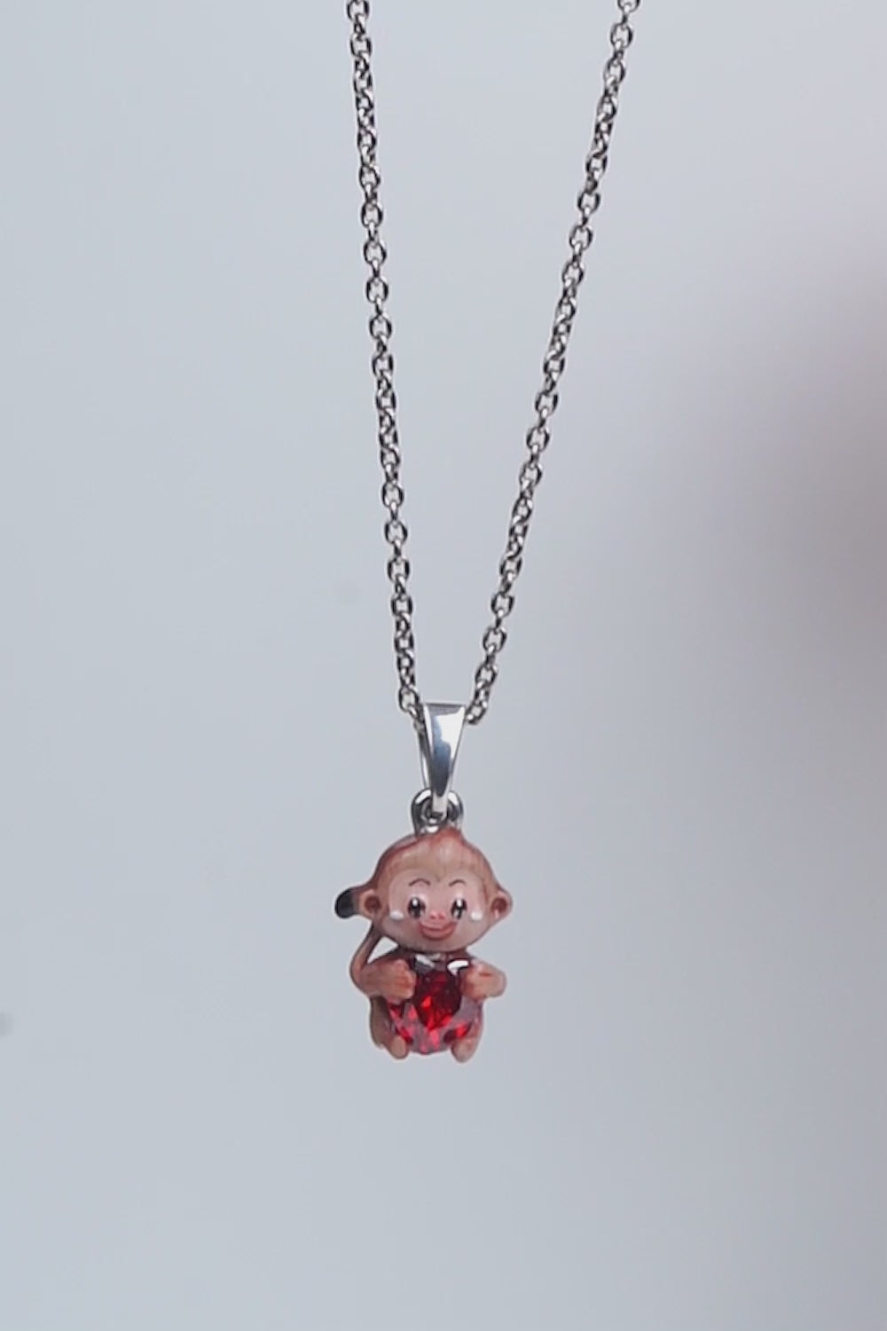 Cute Monkey Pendant Necklace Animal Charm Kids Jewelry Gift