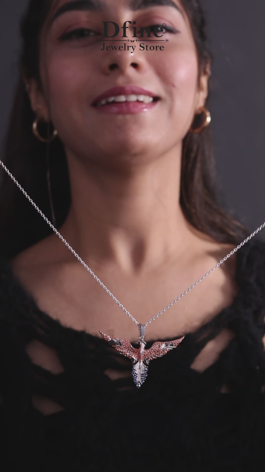 Phoenix Pendant Necklace Rising Bird Jewelry for Girls Women Sterling Silver