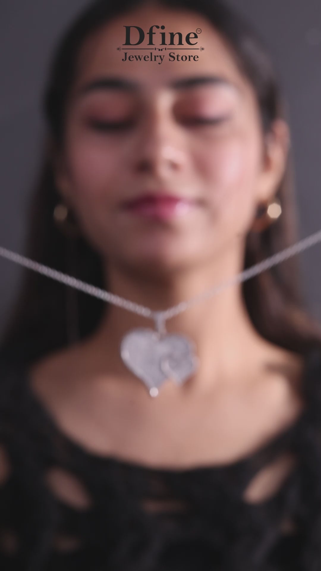 Iced Out Double Heart Necklace for Women Silver Heart Pendant