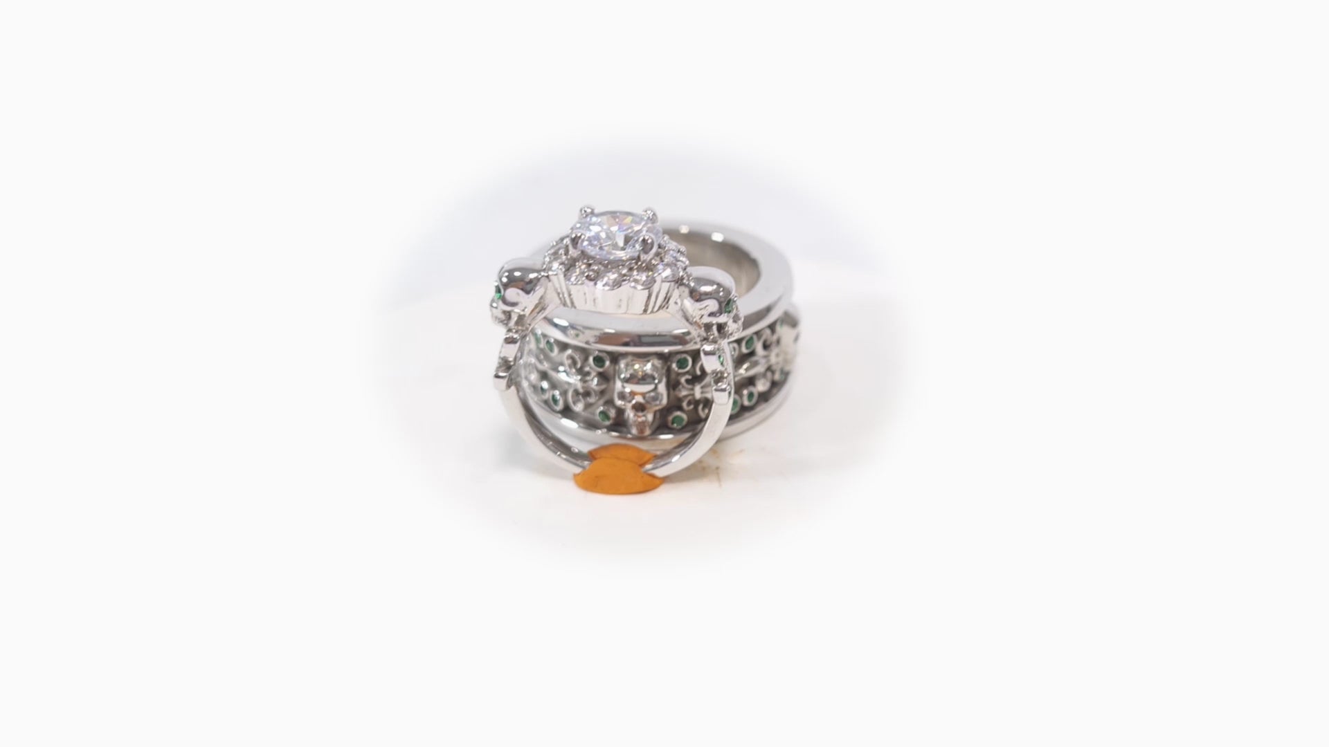 Diamond Skull Ring Set Set His Her Skull Wedding Rings Silver