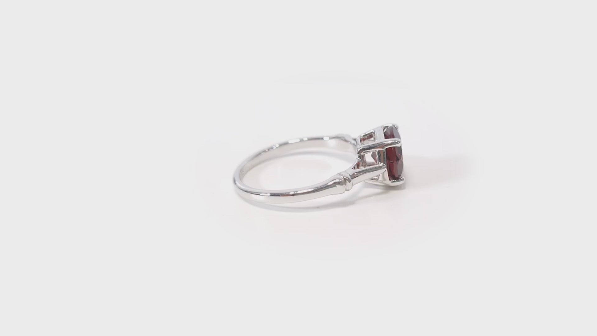 Solitaire Natural Garnet Engagement Ring in sterling silver or white gold