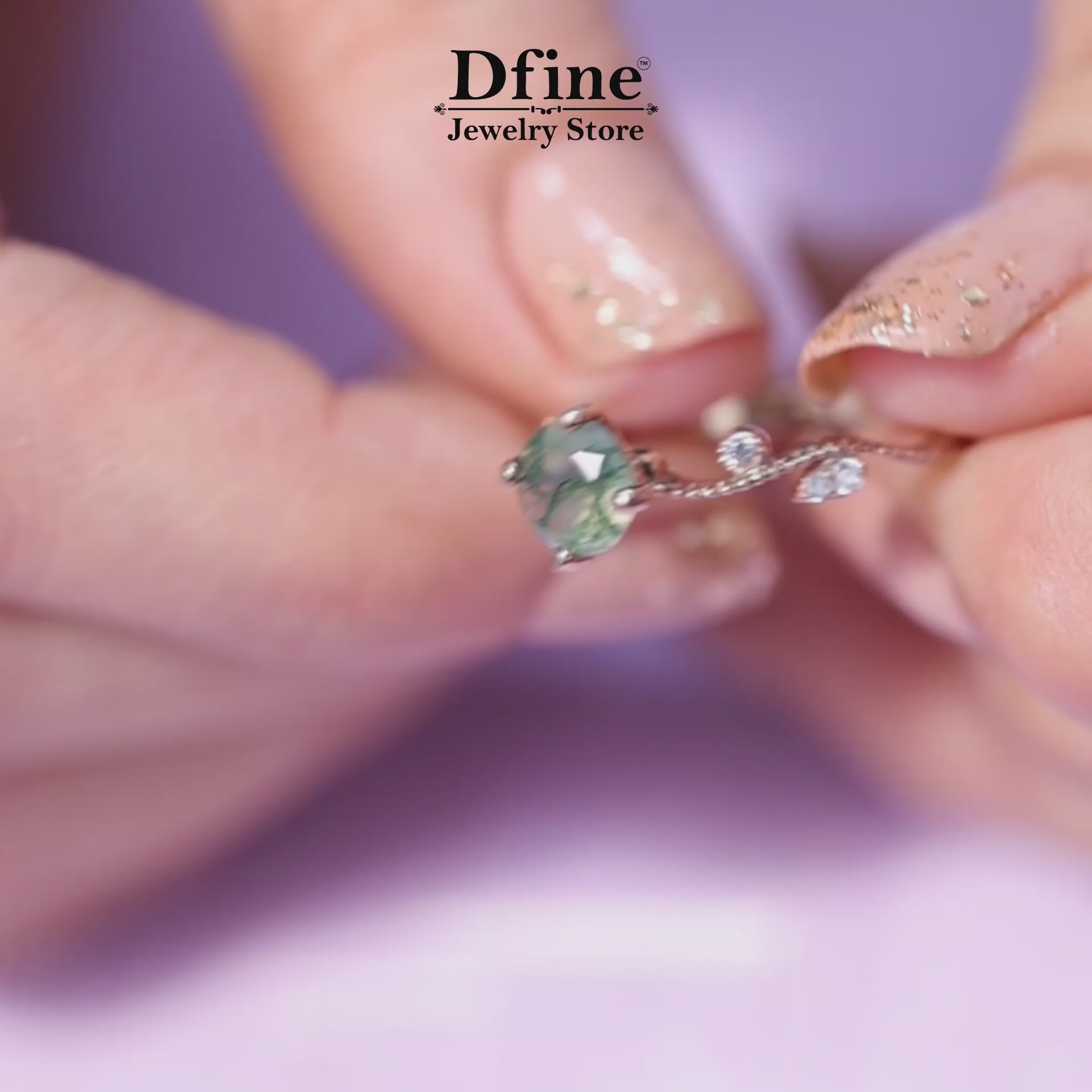 Moss Agate Floral Nature Inspired Engagement Ring in Rose Gold