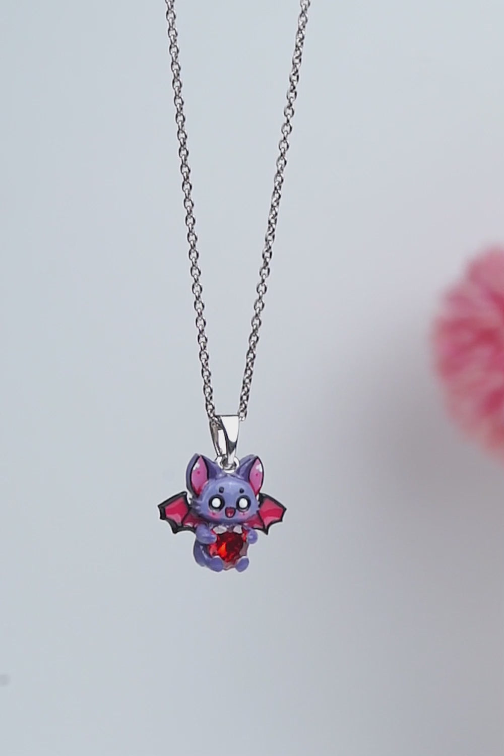 Cute Bat Pendant Necklace Kids Gothic Charm Halloween Jewelry