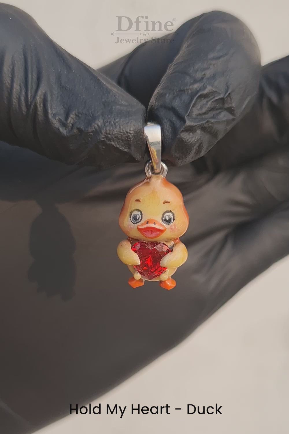 Baby Duck Necklace 3D Enamel Duckling Pendant Kids Jewelry