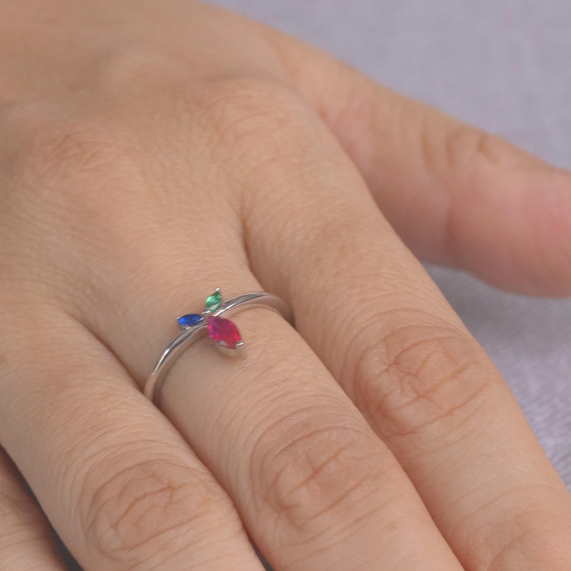 Custom Birthstones Mothers Ring Mothers Day Gift For Mom Silver