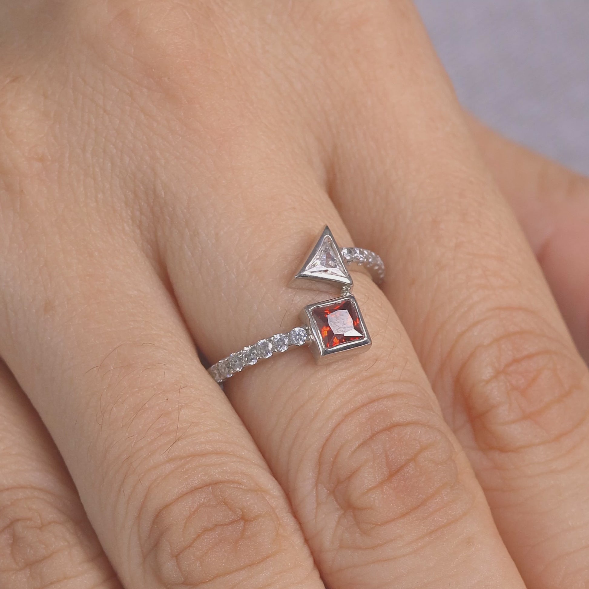 2 Birthstones You and Me Ring Garnet and Diamond Promise Ring