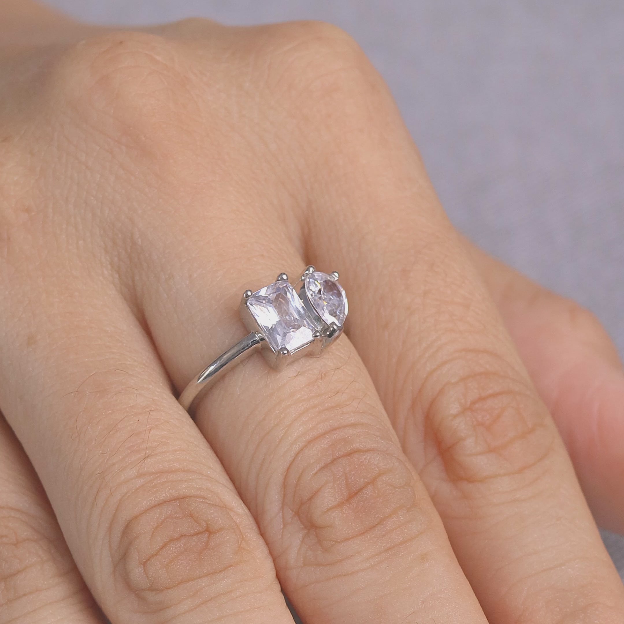 Diamond Toi Et Moi Engagement Ring Radiant & Pear Cut 2 Stone