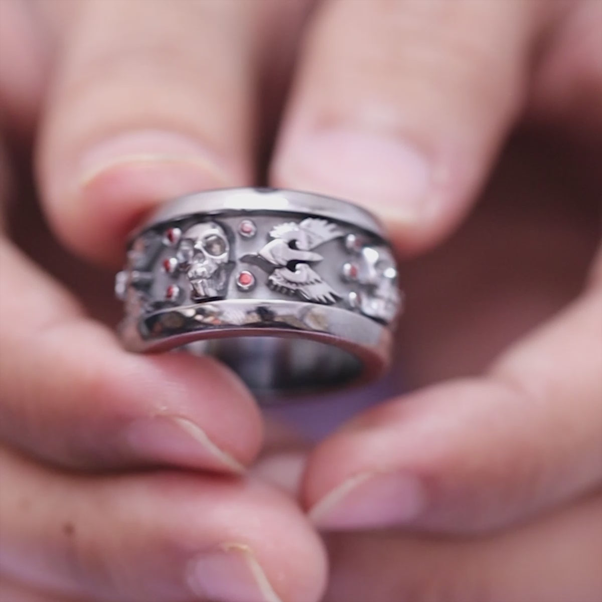 Skull Gothic Engagement Ring Set His Her Couple Gun Metal Fn