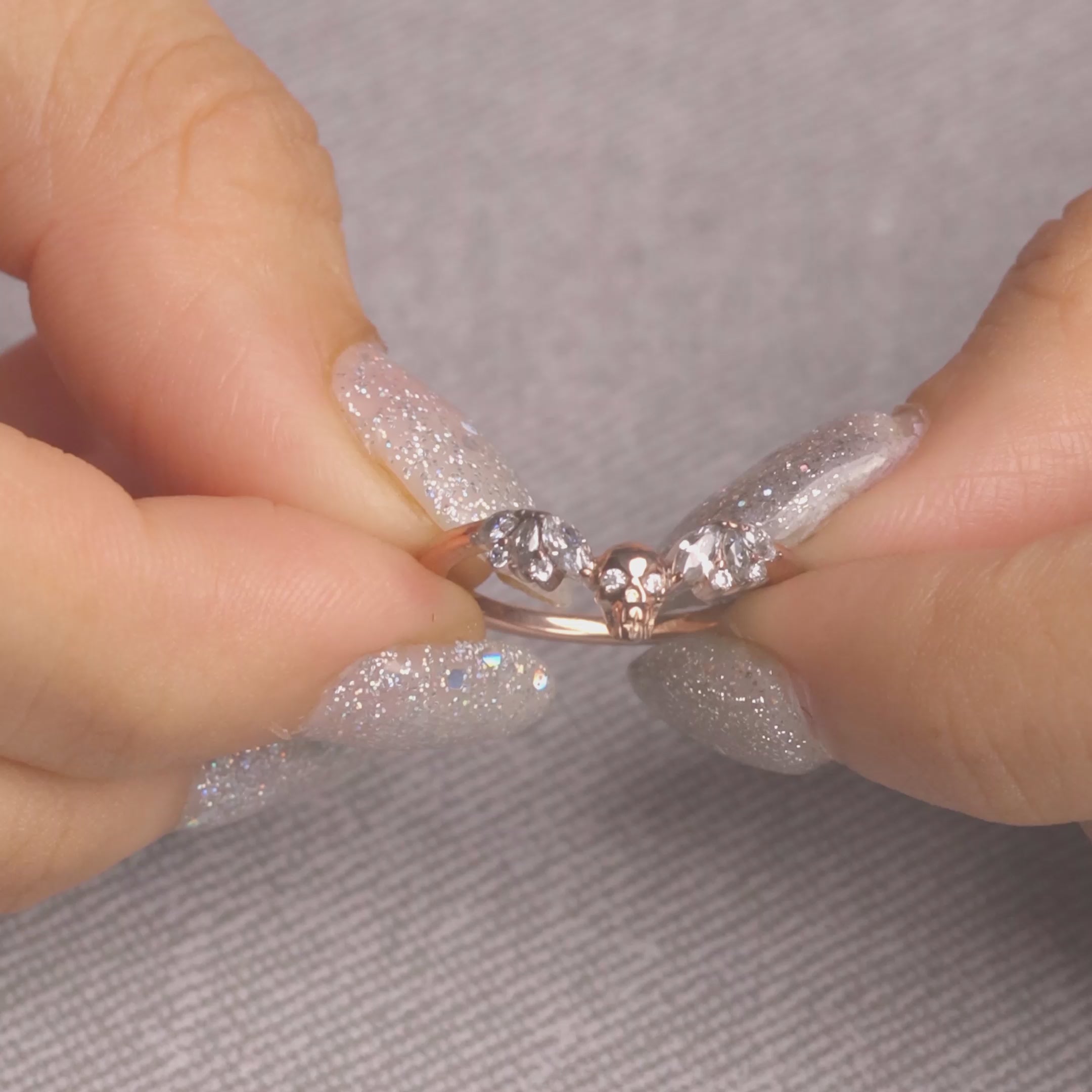 Engagement Wedding Ring Enhancer for Women Skull AAA CZ 925 Sterling Silver