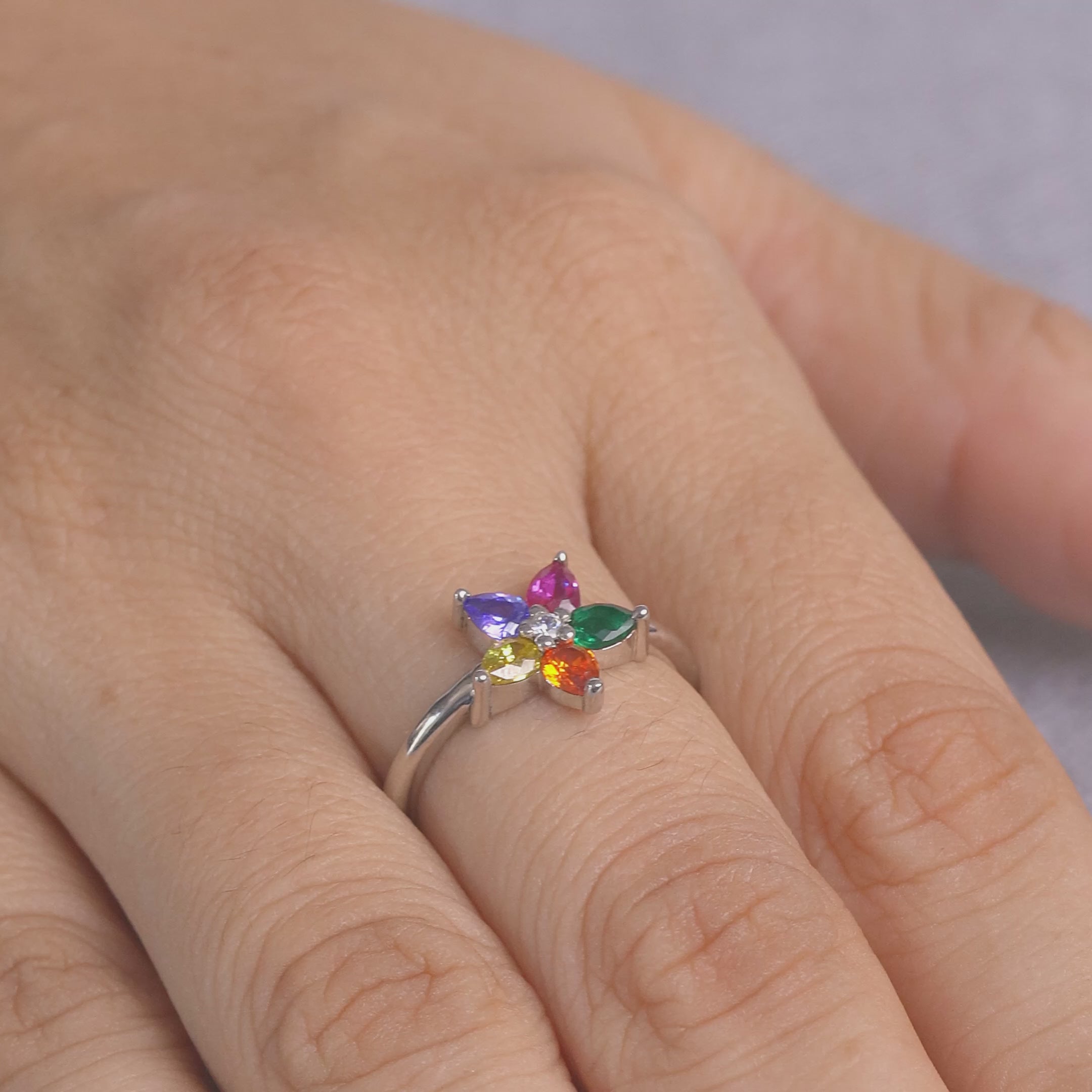 Family Birthstones Mothers Ring Silver Mothers Day Gift Jewelry