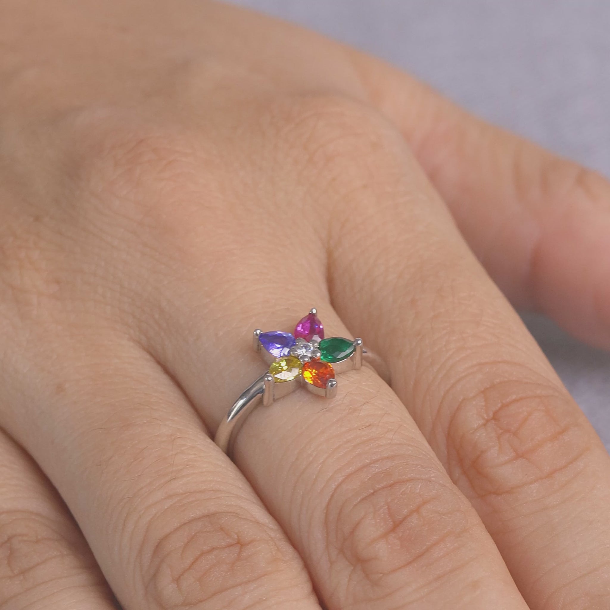 Family Birthstones Mothers Ring Silver Mothers Day Gift Jewelry