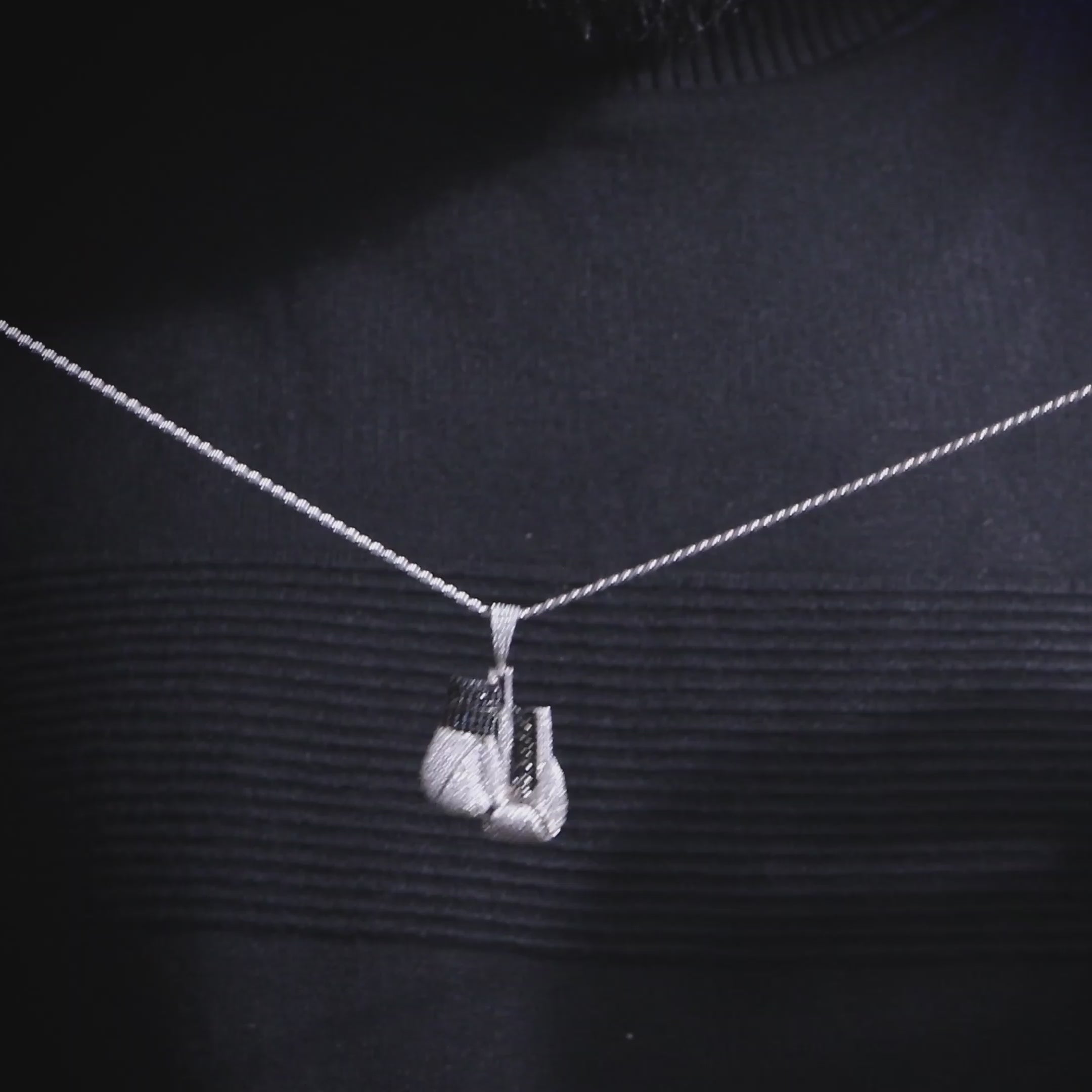 Boxing Gloves Pendant Necklace Iced Out Hip Hop Jewelry Unisex