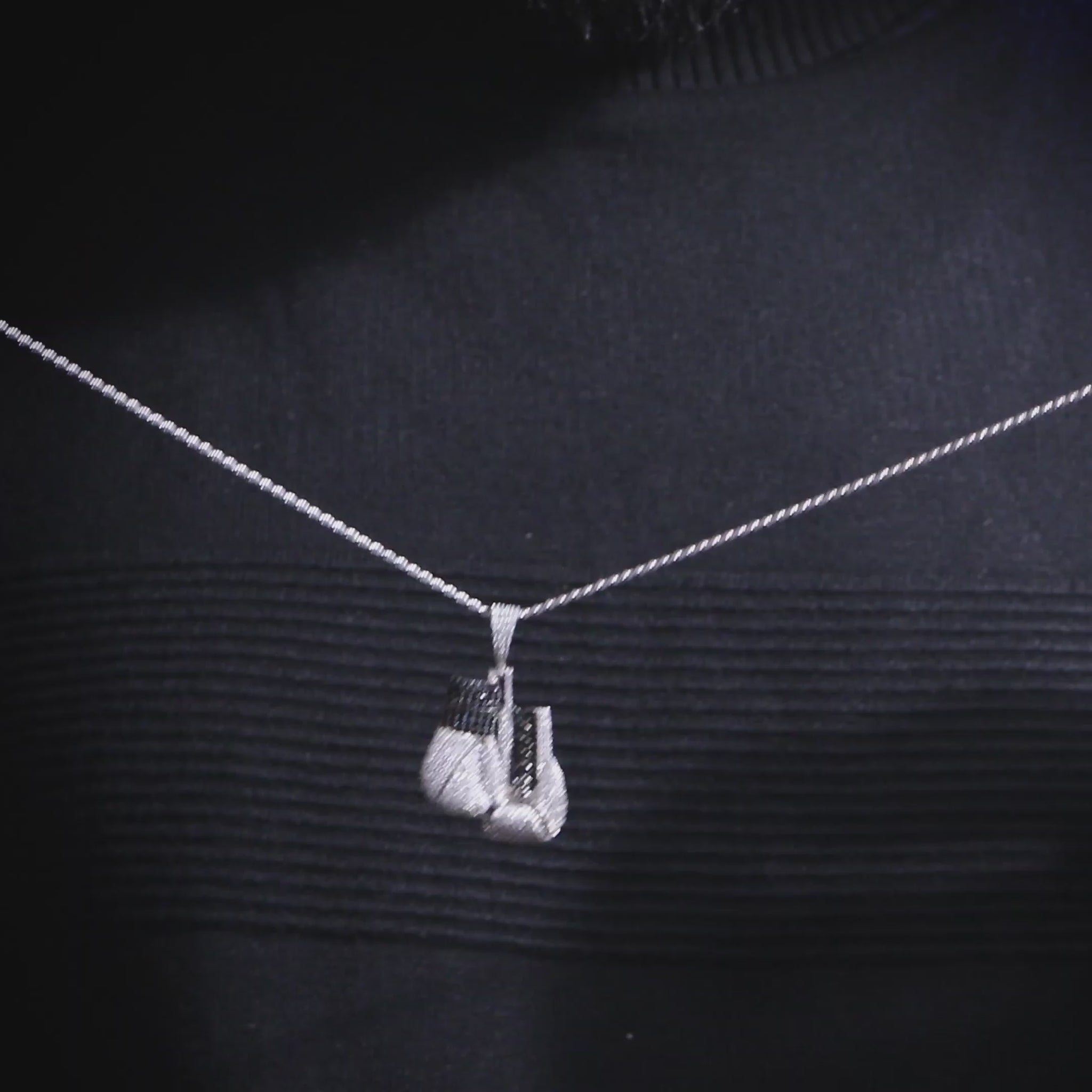 Boxing Gloves Pendant Necklace Iced Out Hip Hop Jewelry Unisex