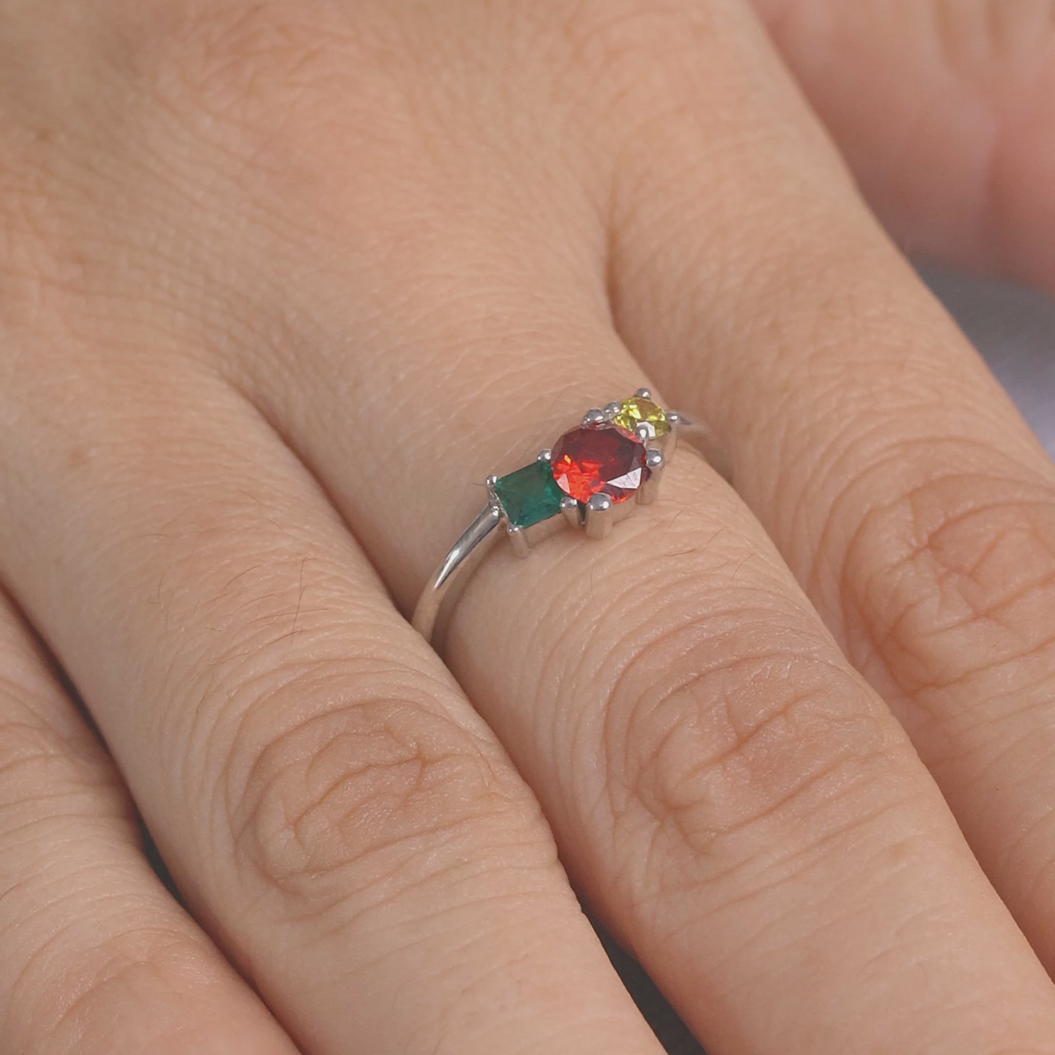 3 Birthstones Mothers Ring Personalized Mothers Day Jewelry Gift