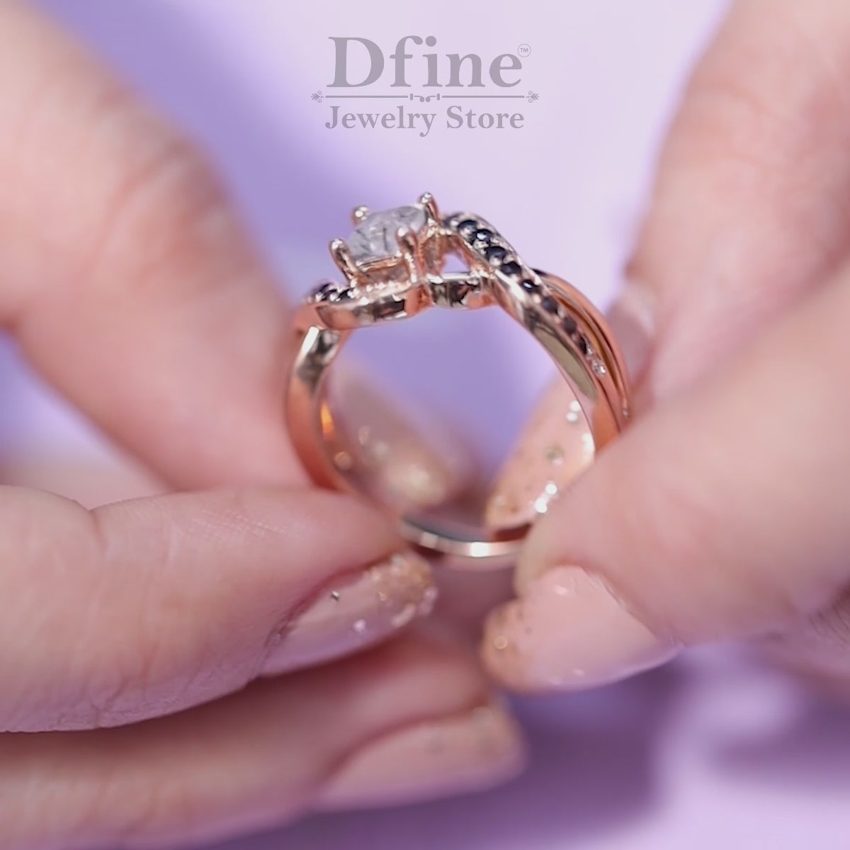 Princess Cut Rutile Quartz Engagement Ring for Women Jewelry