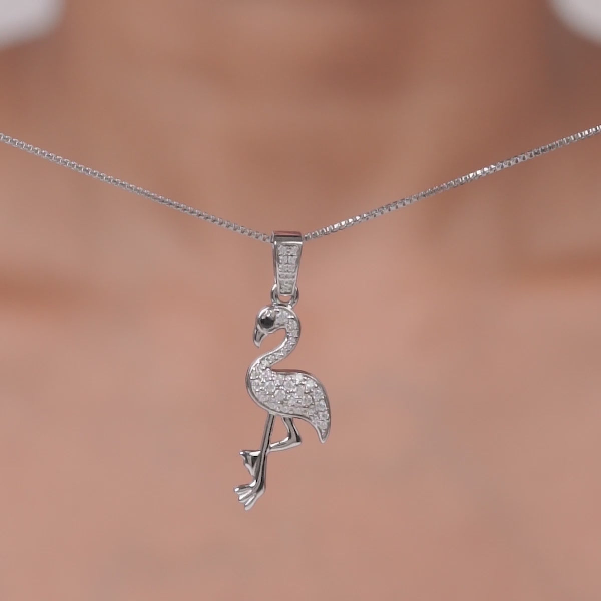 Flamingo Pendant Necklace Sterling Silver Tropical Beach Jewelry Nature Bird Lovers Gift