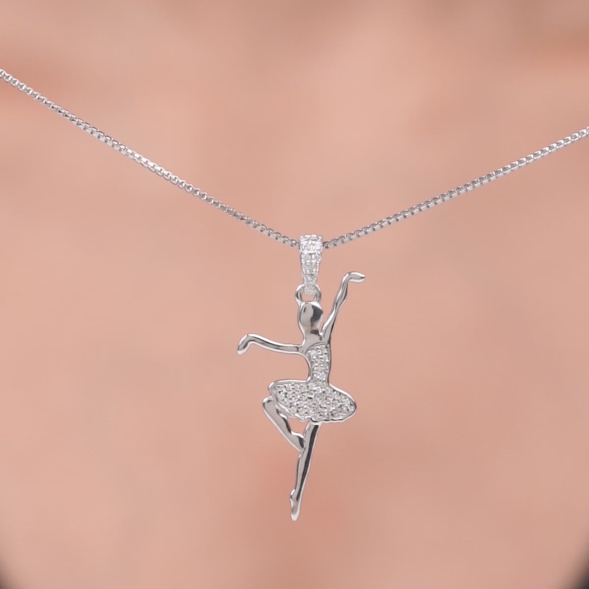 Ballerina Pendant Necklace Ballet Dancer Charm Sterling Silver Minimalist Dance Jewelry
