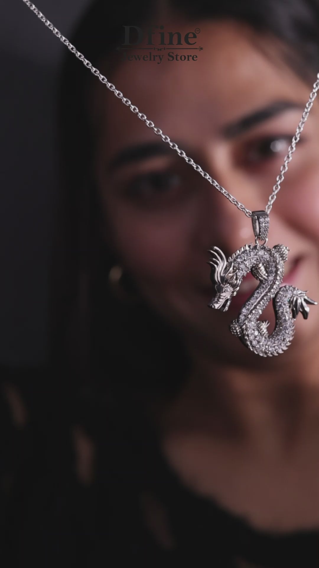 Chinese Dragon Pendant Necklace Iced Out 925 Sterling Silver
