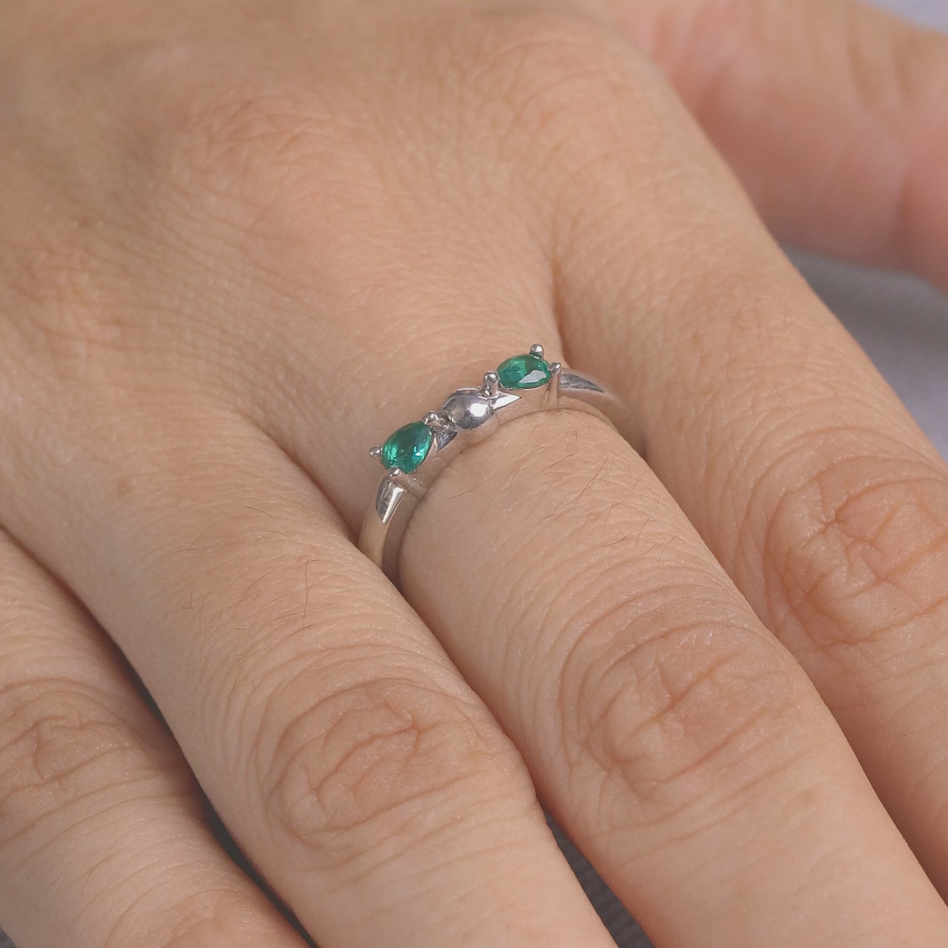 Mother Daughter Birthstones Ring Mother's Day Gift Jewelry Silver
