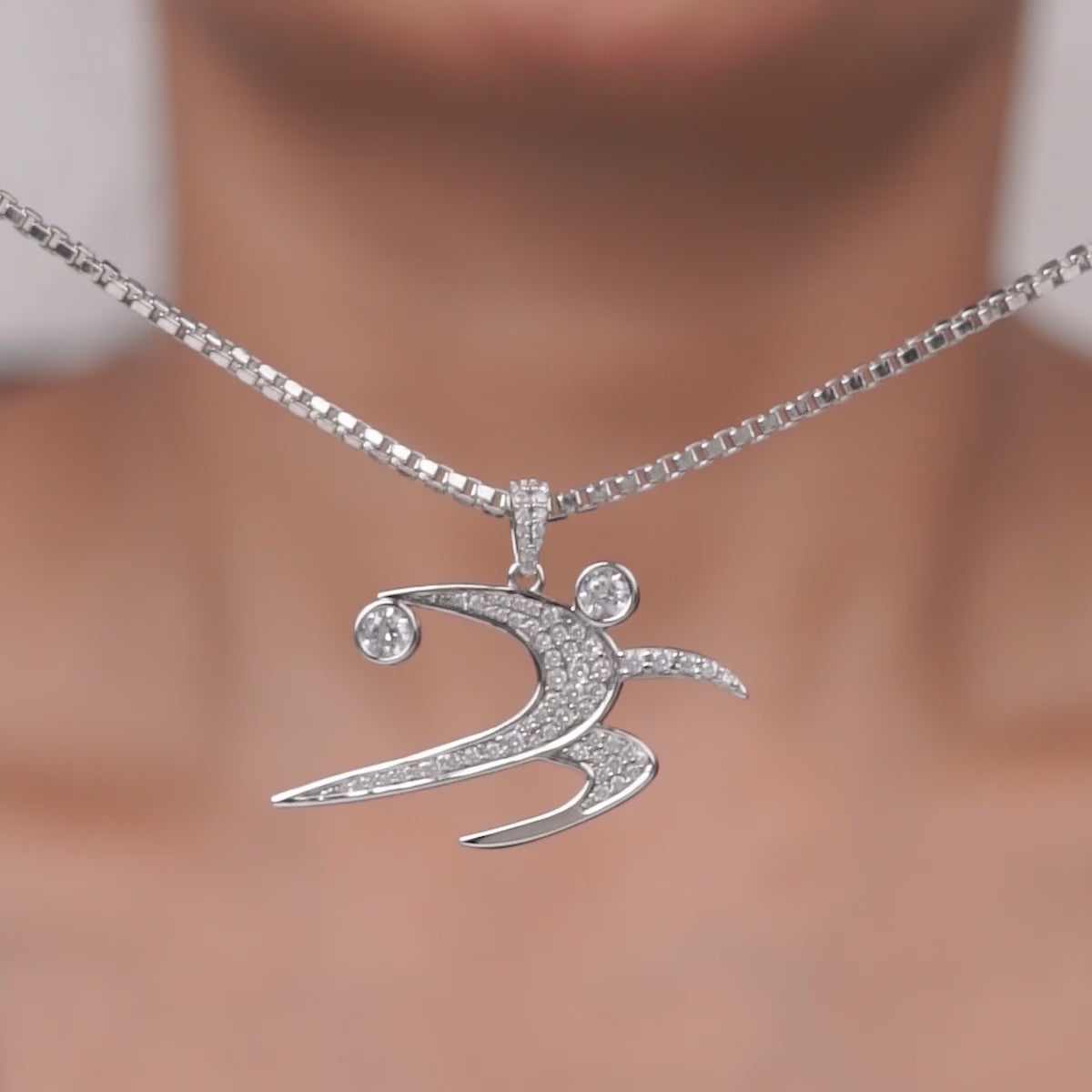 Track and Field Shot Put Pendant Necklace Made of Sterling Silver and AAA CZ Diamonds Iced Out Sports Jewelry