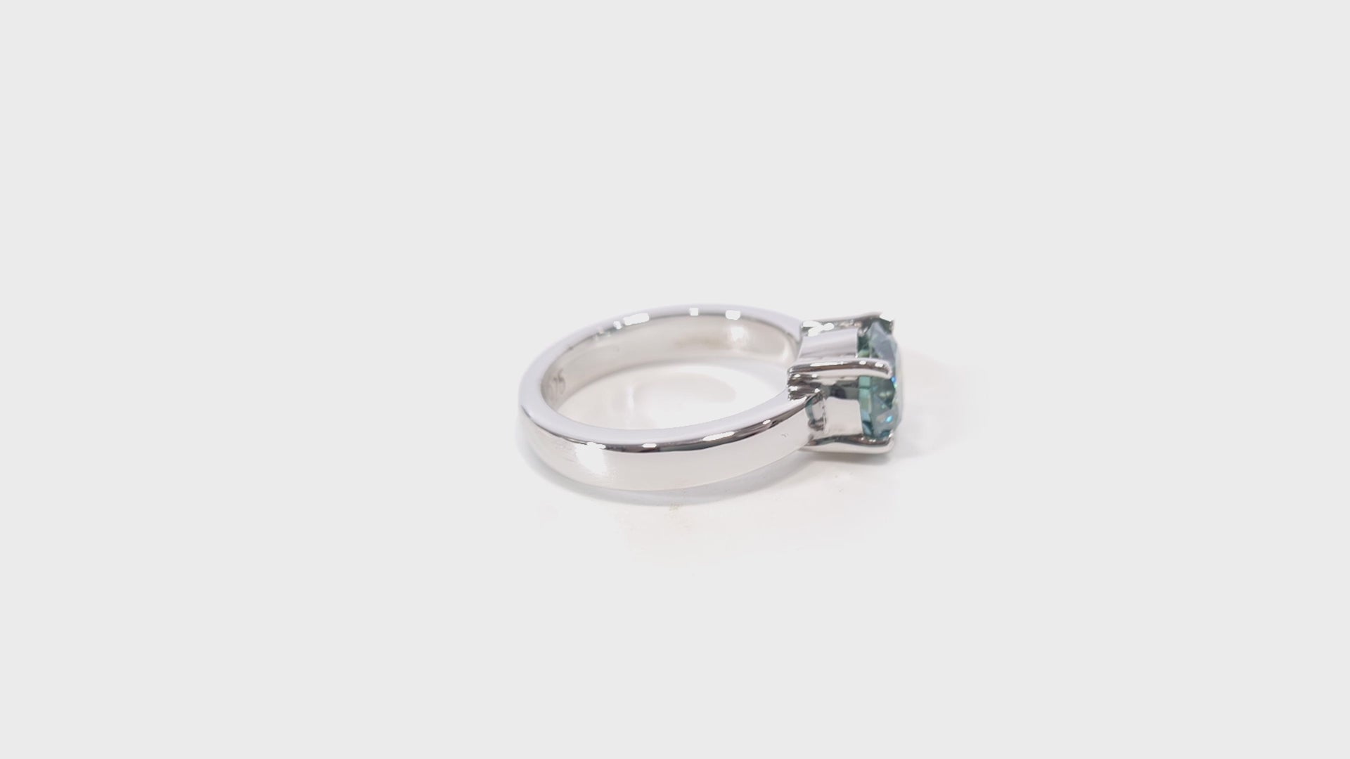 Solitaire Fancy Colored Moissanite Engagement Ring in Sterling Silver or White Gold