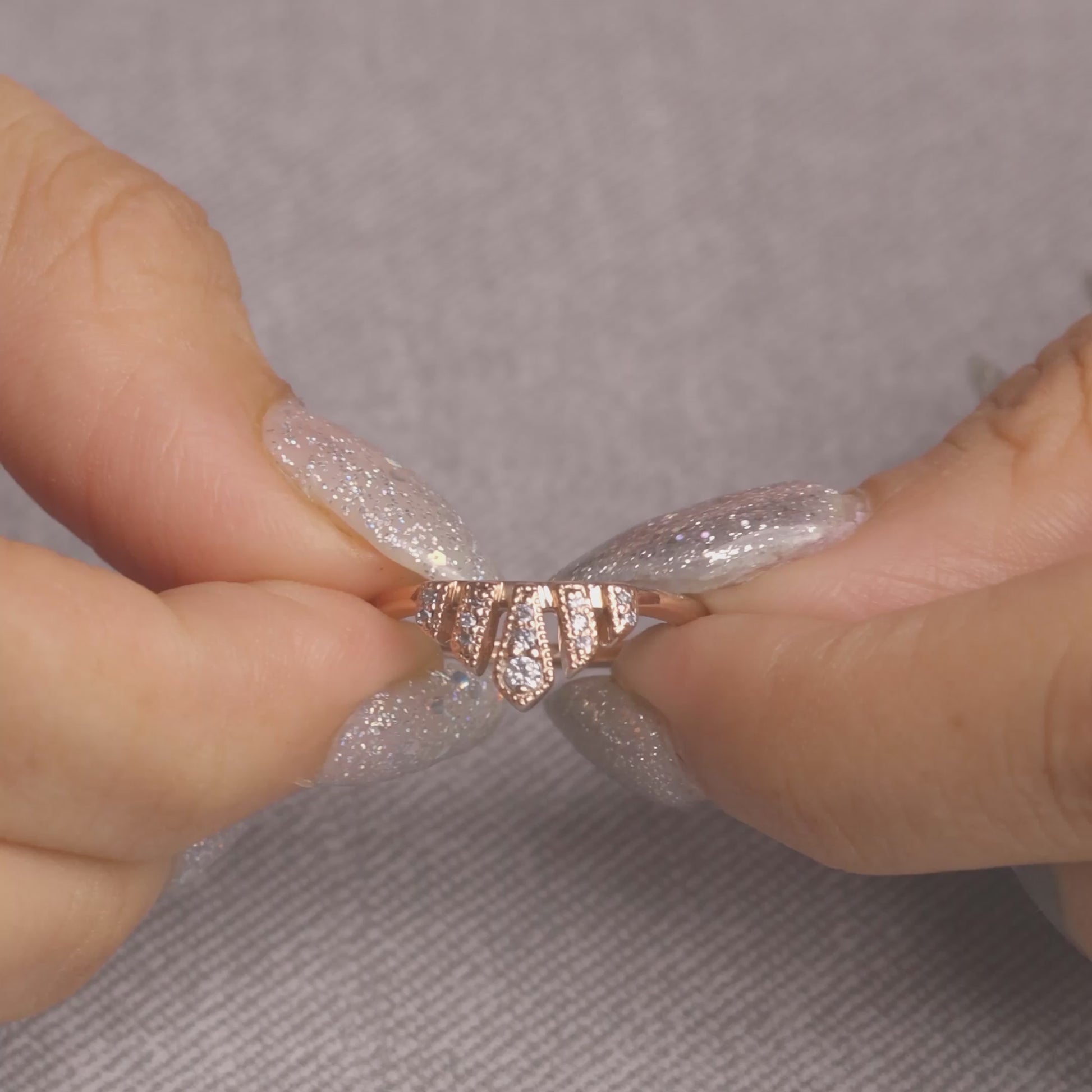 Moissanite Tiara Ring Stacking Wedding Band Anniversary Gift
