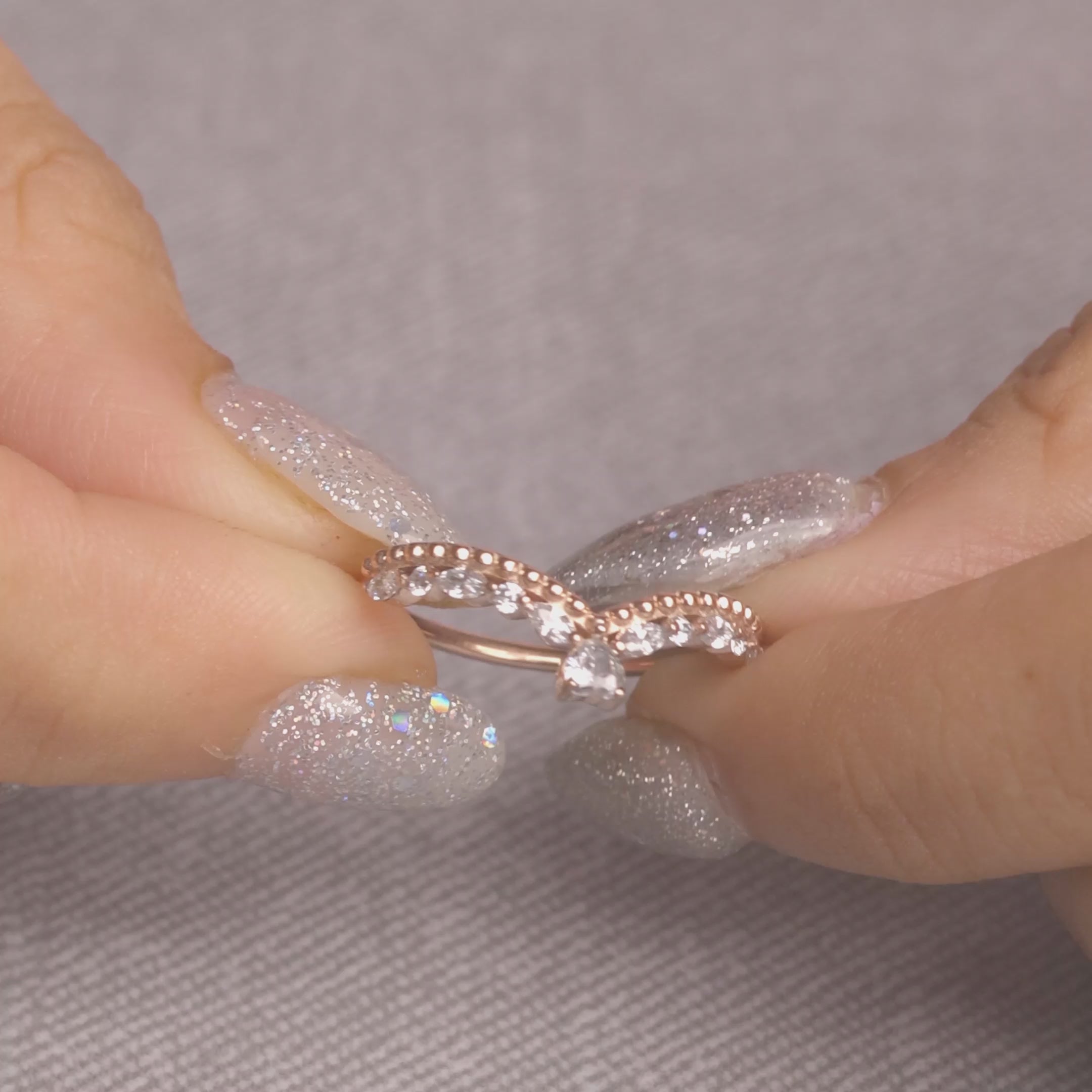 Art Deco Wedding Ring Enhancer Heart Diamond Promise Band