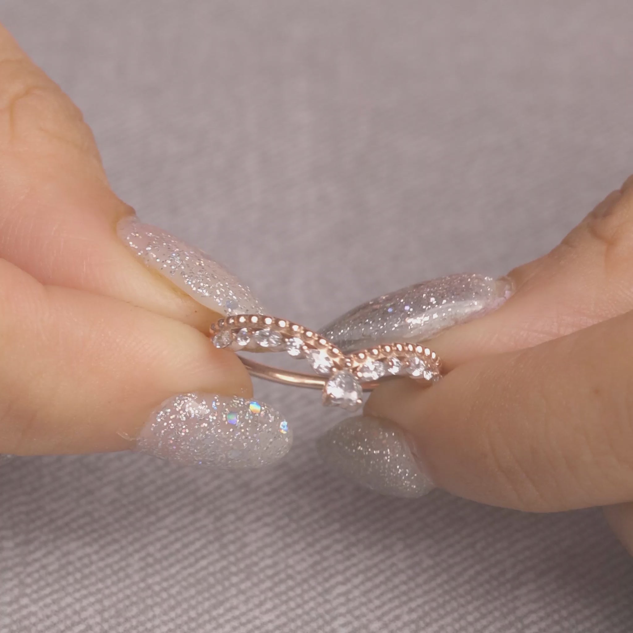 Art Deco Wedding Ring Enhancer Heart Diamond Promise Band