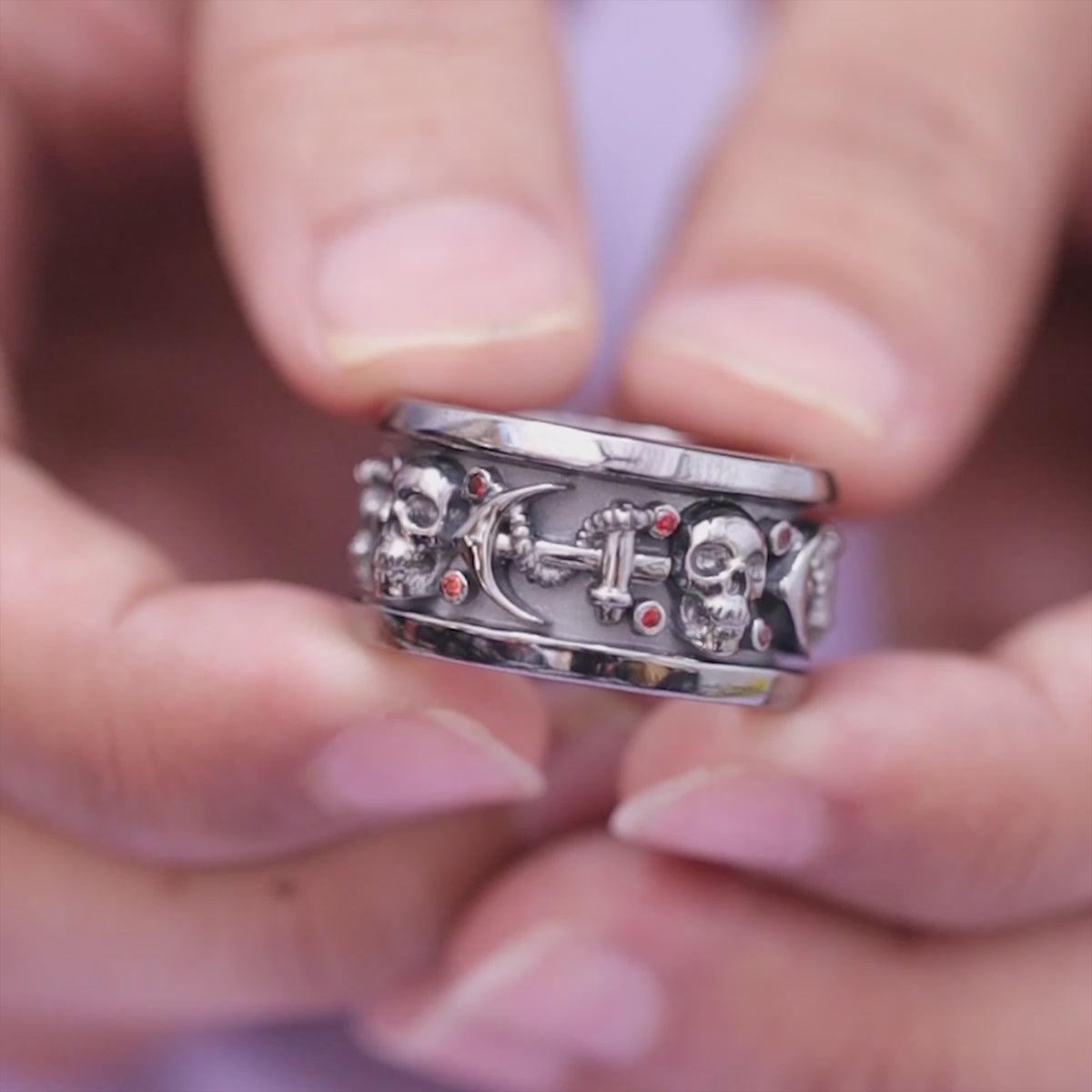 Wings Skull Engagement Ring Set Anchor Gothic Wedding Rings