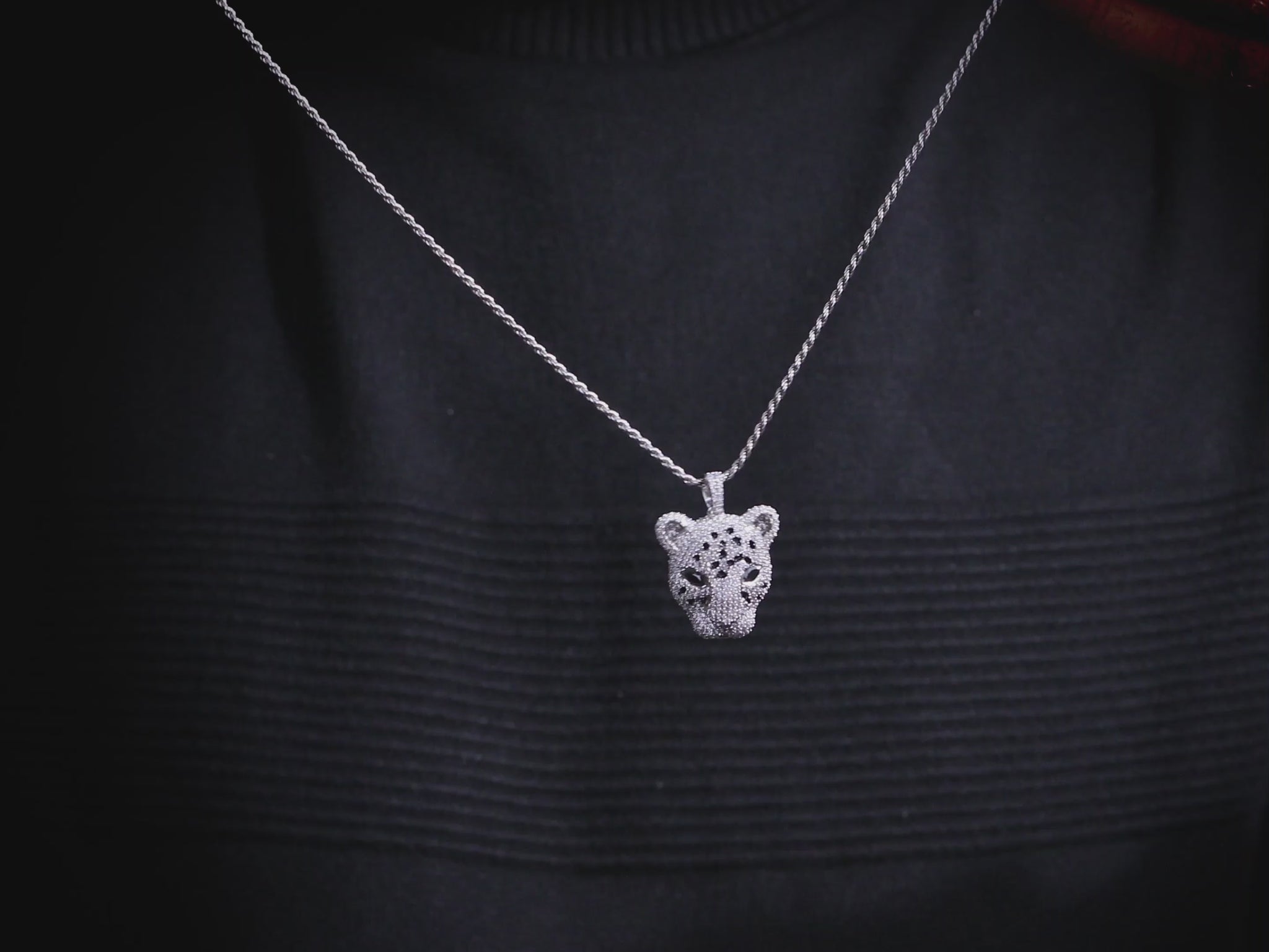 Leopard Necklace Black Spotted Cheetah Jaguar Pendant Iced Out Hip Hop Jewelry