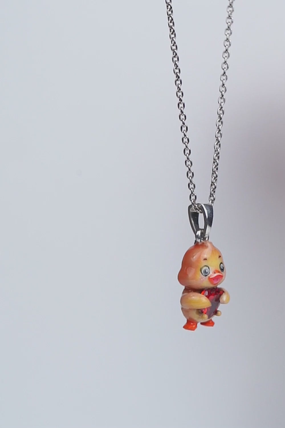 Baby Duck Necklace 3D Enamel Duckling Pendant Kids Jewelry