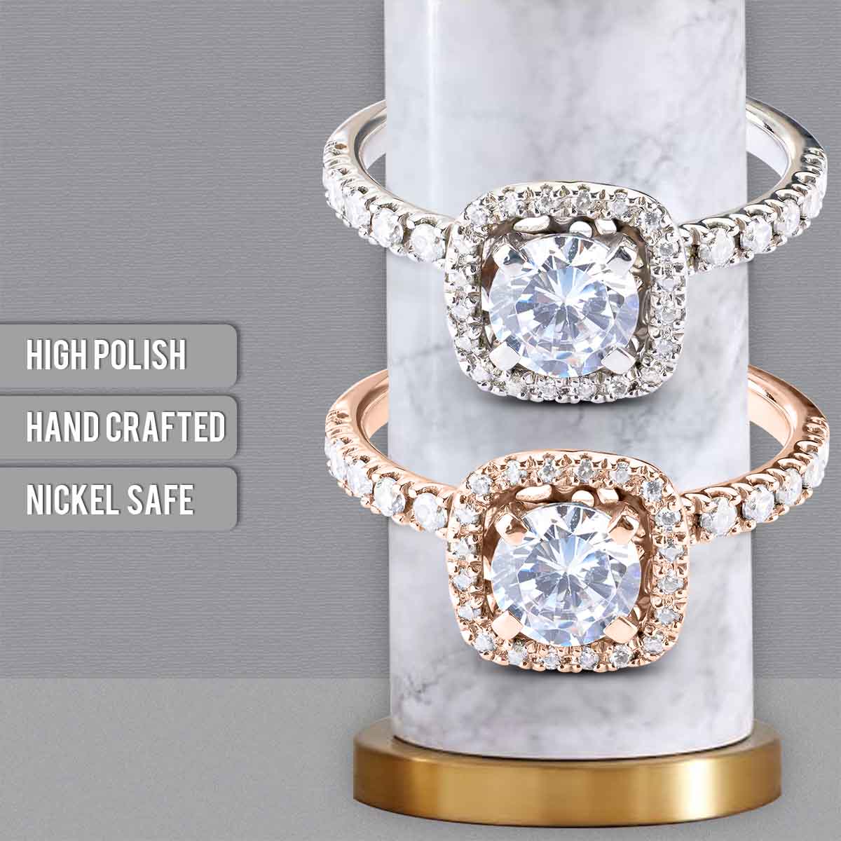 Classic Halo Moissanite Diamond Engagement Ring Promise Wedding Anniversary Rose Gold White Gold Sterling Silver