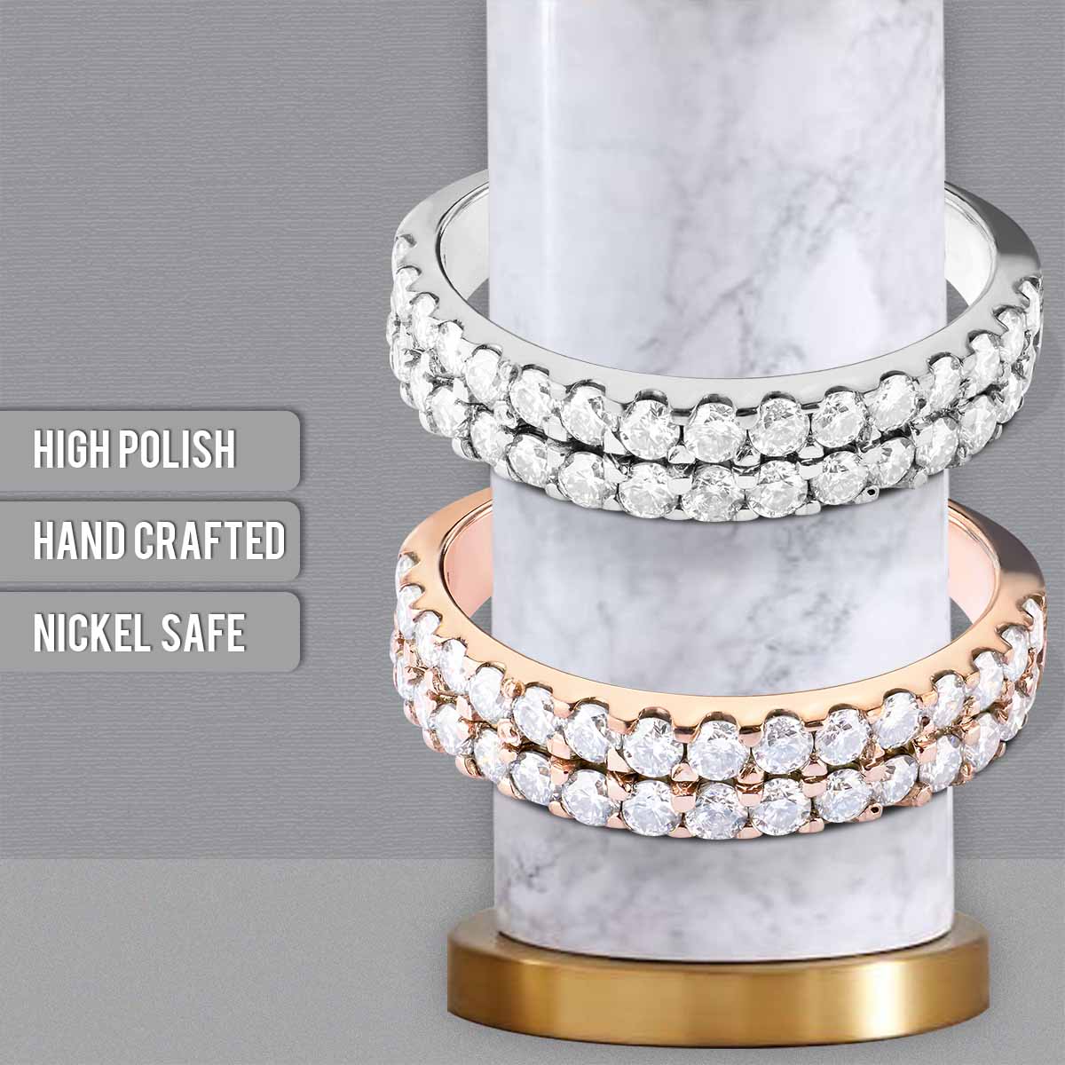 Moissanite Diamond Wedding Band Ring Anniversary Promise Eternity Rose Gold White Gold Sterling Silver