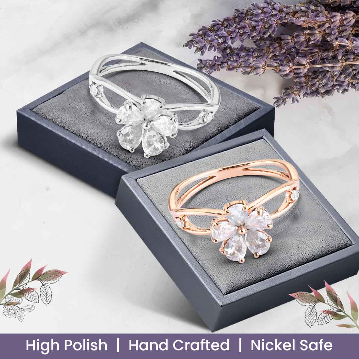 Pear Cut Moissanite Diamond Engagement Ring Rose Gold White Gold Flower Infinity Promise Ring