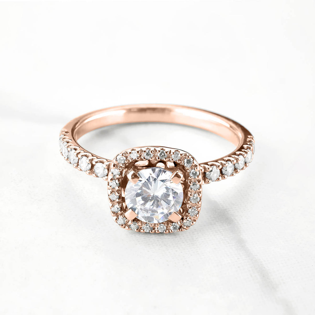 Classic Halo Moissanite Diamond Engagement Ring Promise Wedding Anniversary Rose Gold White Gold Sterling Silver