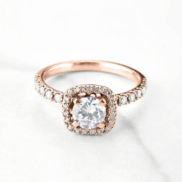 Classic Halo Moissanite Diamond Engagement Ring Promise Wedding Anniversary Rose Gold White Gold Sterling Silver
