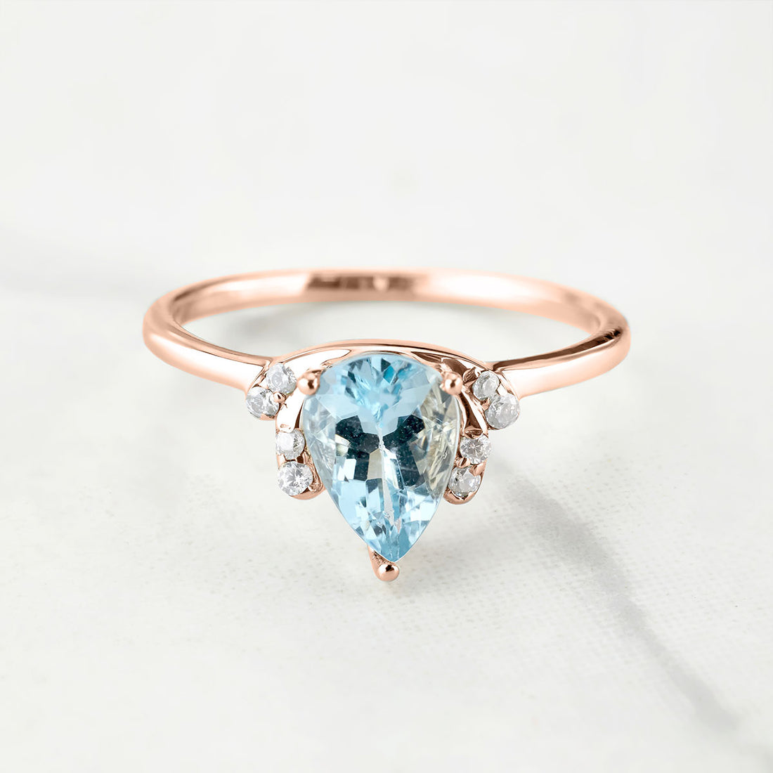 Pear Cut Natural Sky Blue Topaz Ring Engagement Promise Wedding Anniversary Rose Gold White Gold Sterling Silver