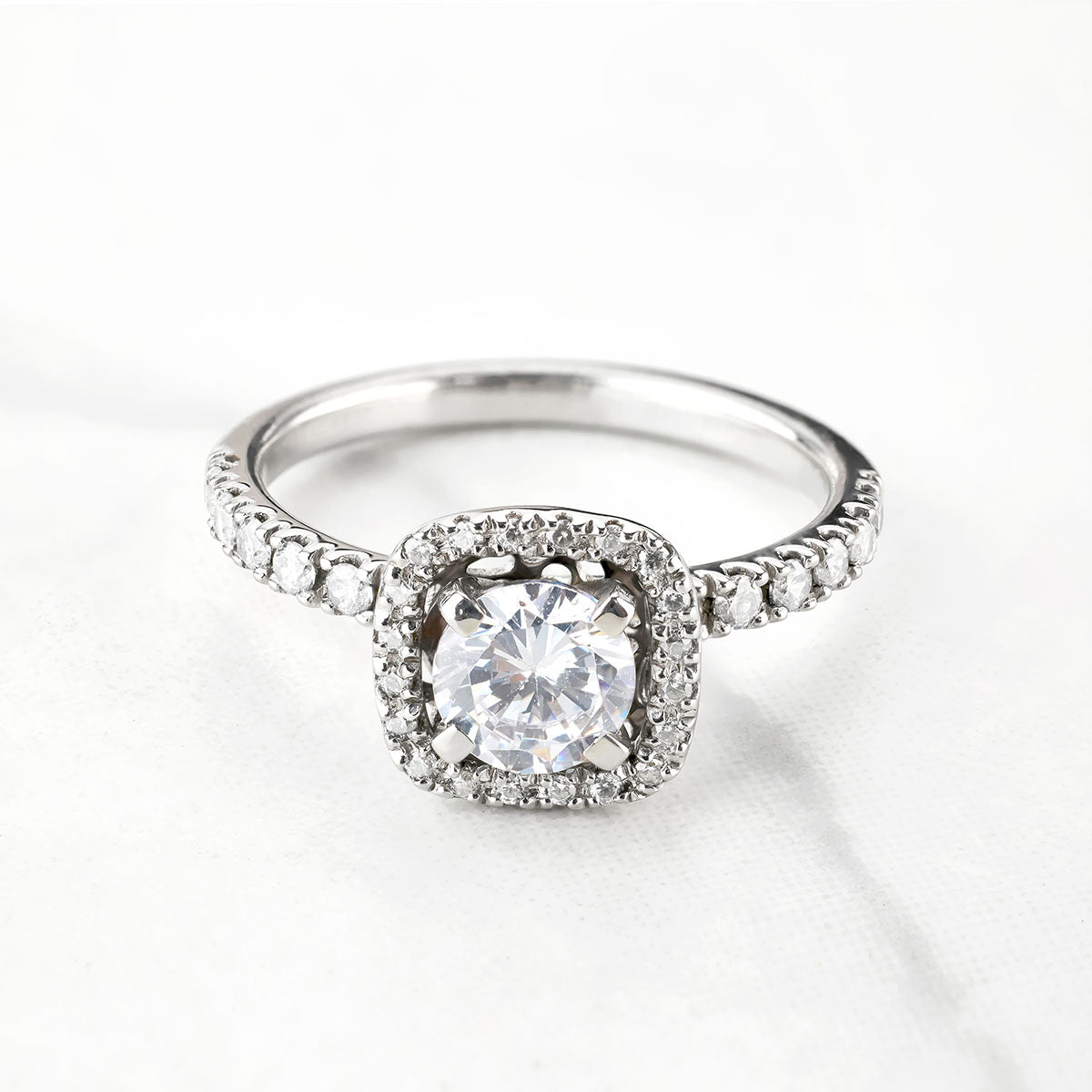 Classic Halo Moissanite Diamond Engagement Ring Promise Wedding Anniversary Rose Gold White Gold Sterling Silver