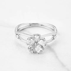 Pear Moissanite Flower Ring Infinity Art Nouveau Engagement Ring