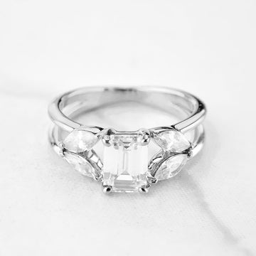 Diamond Engagement Ring Radiant Marquise Promise Wedding Anniversary Rose Gold White Gold Sterling Silver