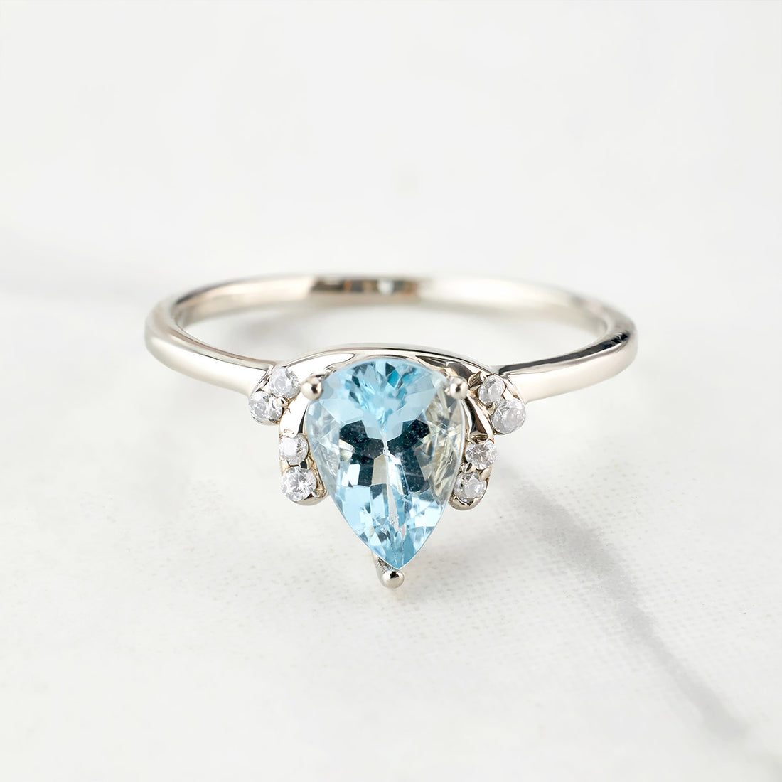 Pear Cut Natural Sky Blue Topaz Ring Engagement Promise Wedding Anniversary Rose Gold White Gold Sterling Silver