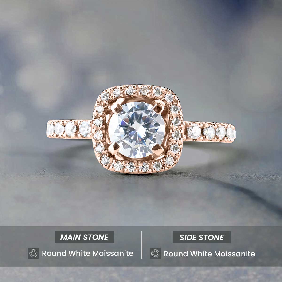 Classic Halo Moissanite Diamond Engagement Ring Promise Wedding Anniversary Rose Gold White Gold Sterling Silver