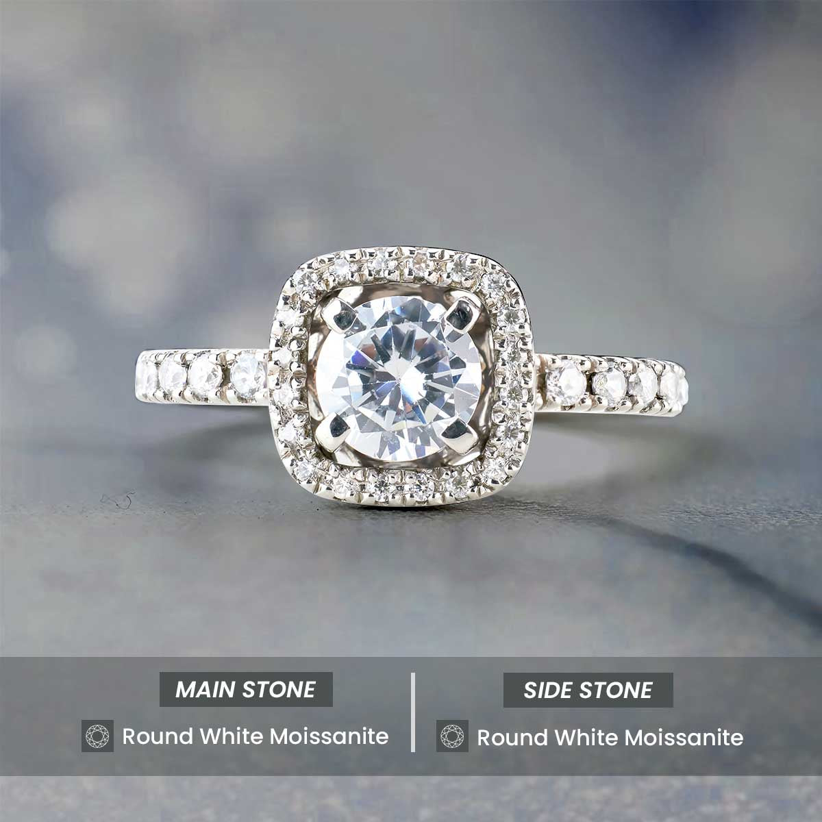 Classic Halo Moissanite Diamond Engagement Ring Promise Wedding Anniversary Rose Gold White Gold Sterling Silver