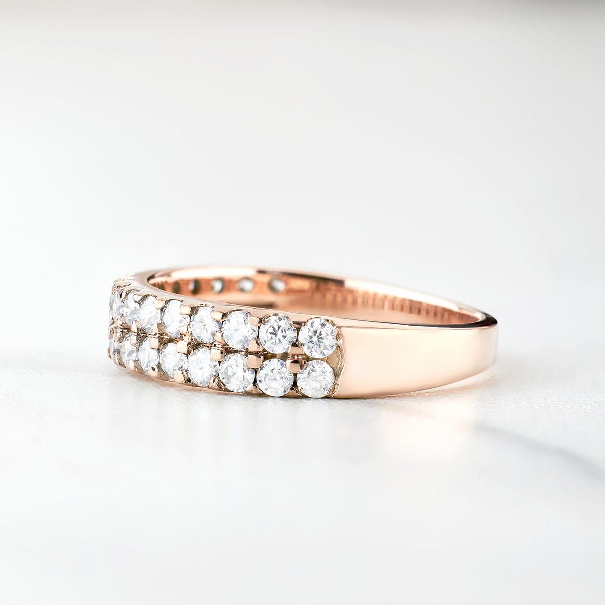 Moissanite Diamond Wedding Band Ring Anniversary Promise Eternity Rose Gold White Gold Sterling Silver