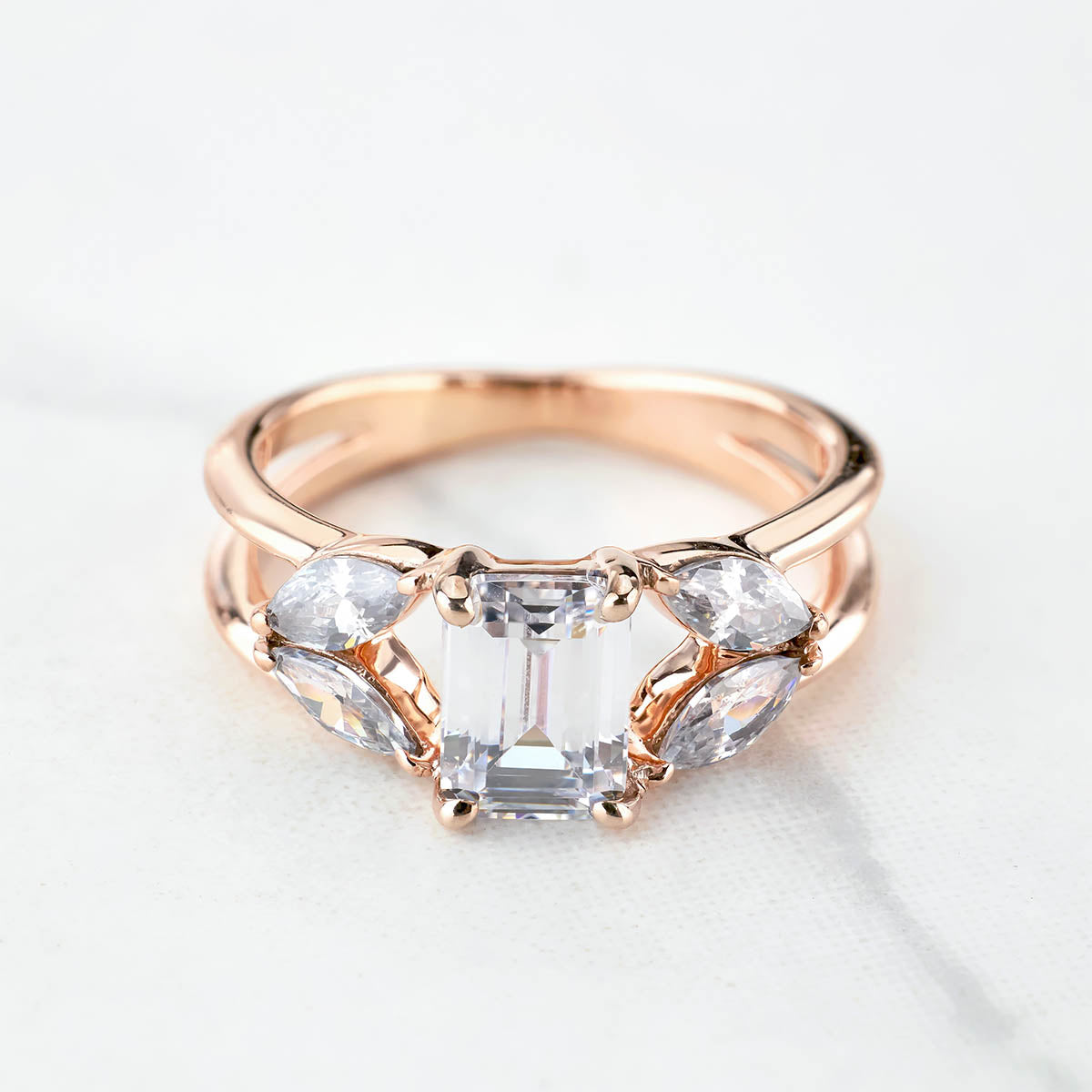 Diamond Engagement Ring Radiant Marquise Promise Wedding Anniversary Rose Gold White Gold Sterling Silver