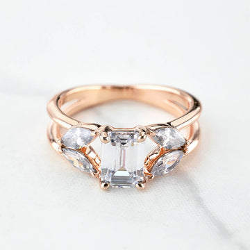 Radiant and Marquise Moissanite Ring Promise Engagement Rings