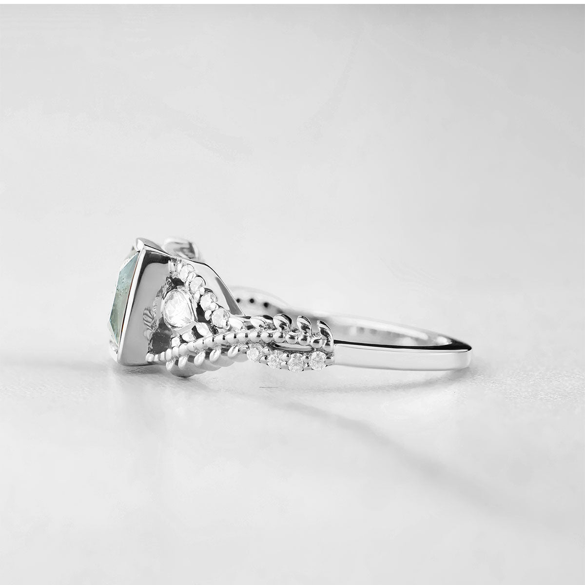 Women's Moss Agate Ring Nature Inspired Engagement Rings Rose Gold White Gold